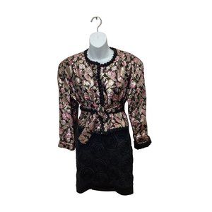 Vintage Homemade Multi Color Lurex Belted Cropped Jacket with 2 Matching Belts